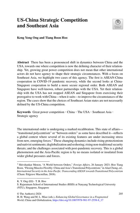 Competition And Influence Of Usa And China In Southeast Asia The