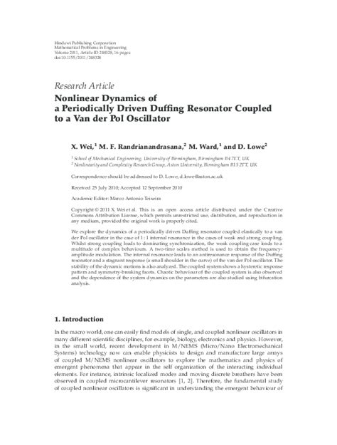 Complex Resonance Behaviors Of Weak Nonlinear Duffing Van Der Pol