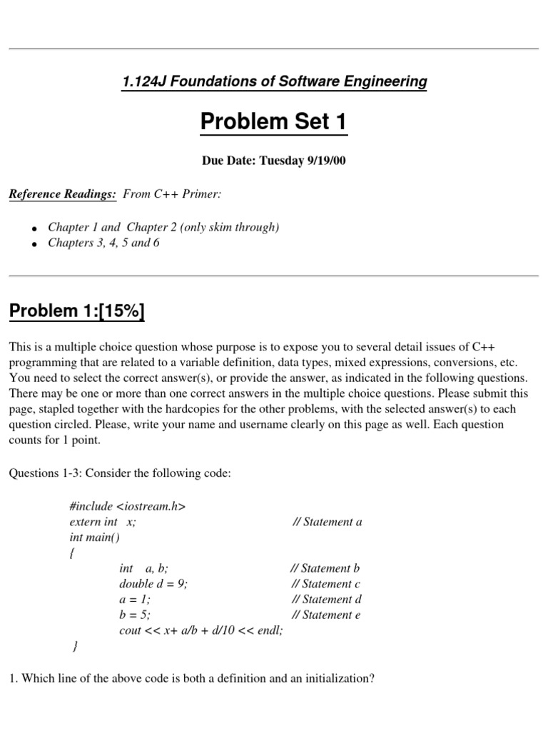 Computer Science 124 Problem Set 1