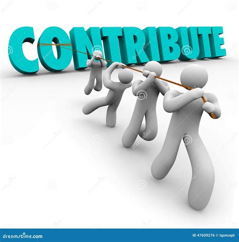 Contribute 3D Word Pulled Up By Team Giving Sharing Contribution Stock