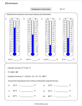 Convert Between Celsius And Fahrenheit Worksheets