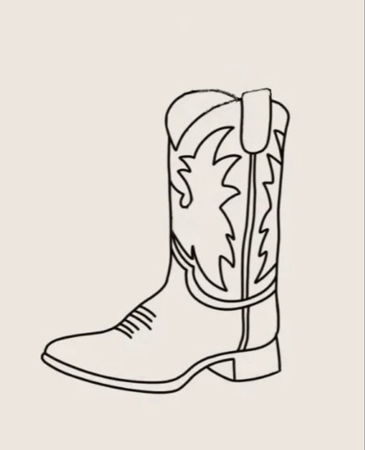 Cowboy Boot Outline Tattoo