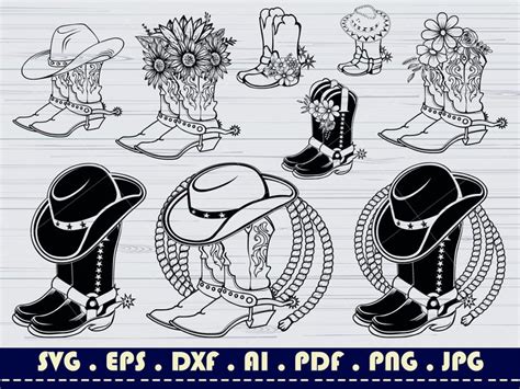 Cowboy Boots Svg 2 Bundle Cowboy Boots With Sunflowers Svg File