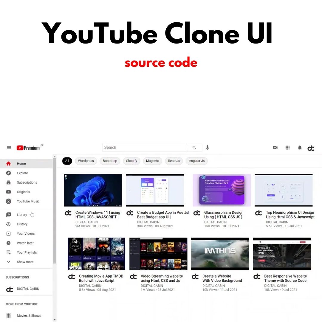 Create A Youtube Clone Ui With Html And Css Source Code