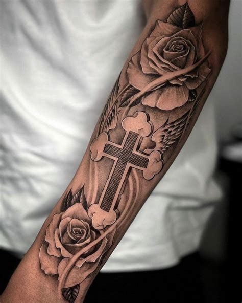 Bold Cross Tattoos For Men's Forearms: Timeless Designs & Meanings