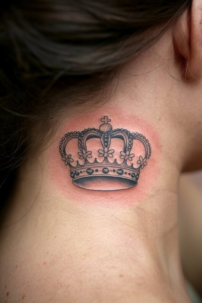 Crown Tattoos Behind Ear