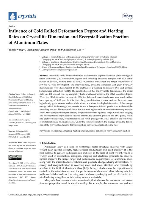 Crystals Free Full Text Influence Of Cold Rolled Deformation Degree
