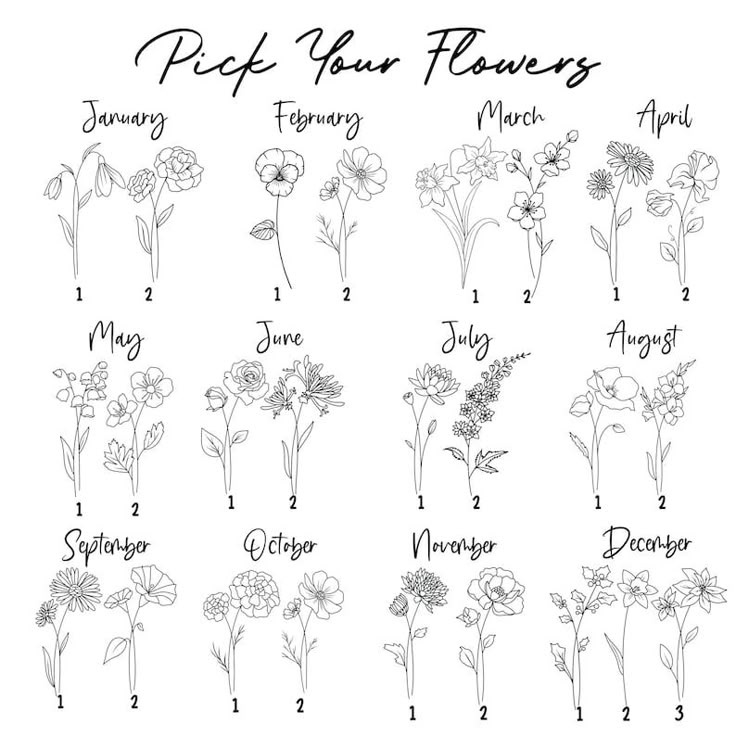 Custom Birth Flower Bouquet Family Birth Month Tattoo Design Up To 4