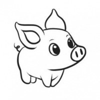 Cute Small Outline Pig Figure Tattoo Design Tattooimages Biz