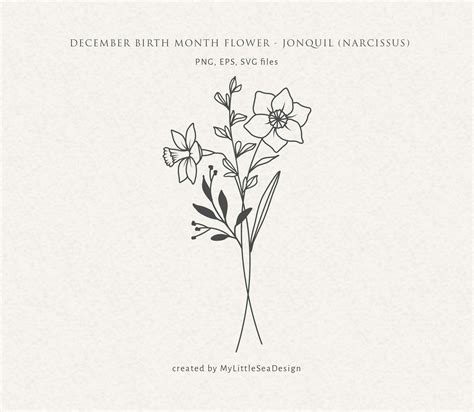 December Birth Flower Svg Birth Month Flower Svg Jonquil Flower Svg