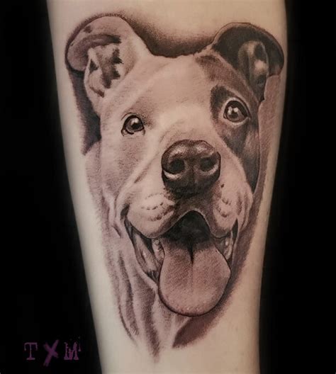 Dog Portrait Tattoos Blackwork Tattooing Midnight Moon