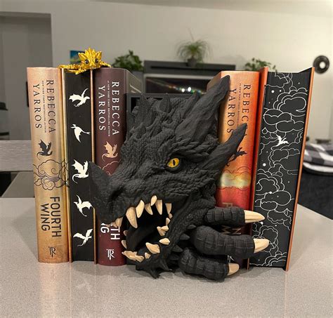 Dragon Book Nook 3D Printed Choose Color Fantasy Horror Book Shelf Dragon Book Nook 3D Printed Choose Color Fantasy Horror Book Shelf
