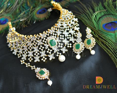 Dreamjwell Gorgeous Cz Two Tone Ruby Emerald Bridal Choker Set Dj246 Dreamjwell Gorgeous Cz Two Tone Ruby Emerald Bridal Choker Set Dj246