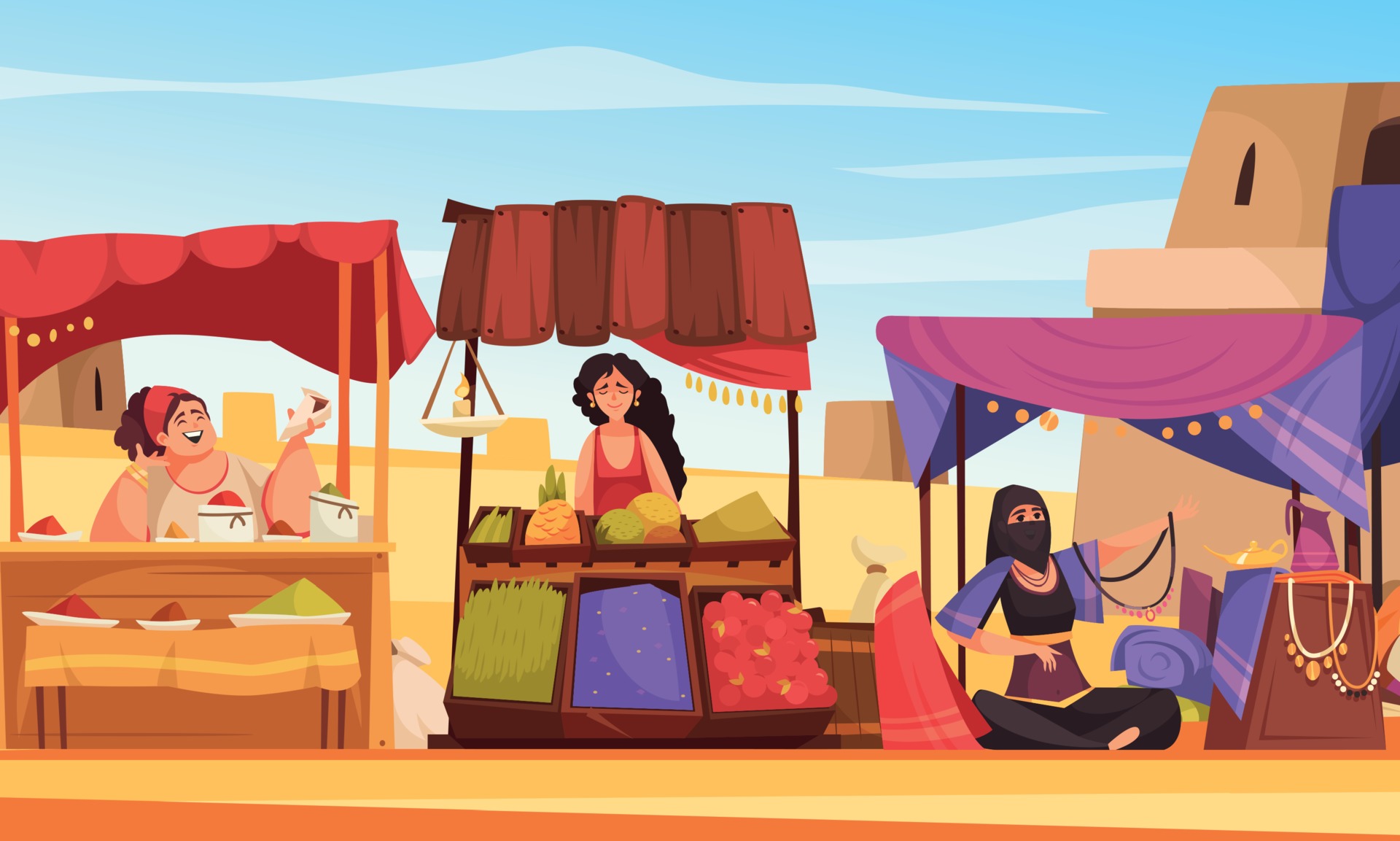 Eastern Souk Cartoon Background 3419788 Vector Art At Vecteezy