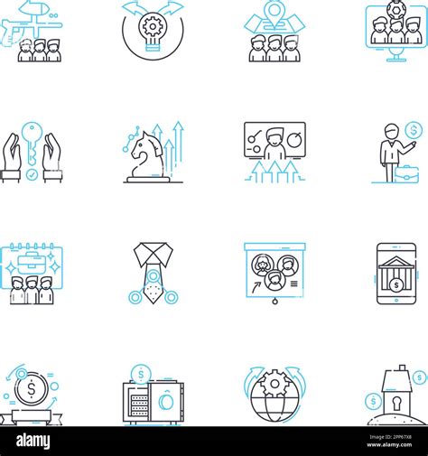 Economic Stability Linear Icons Set Growth Stability Prosperity