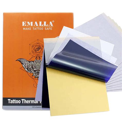 Emalla 100Pcs Tattoo Transfer Papers A4 Size Tattoo Thermal Copier Ste Emalla 100Pcs Tattoo Transfer Papers A4 Size Tattoo Thermal Copier Ste