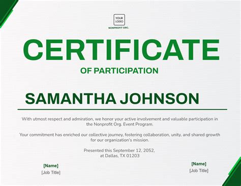 Examples Of Certificate Of Participation