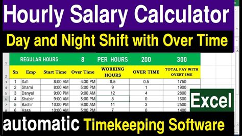 Excel Time Calculation Formulas Hourly Salary Calculator Youtube