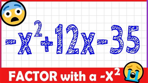 Factoring Quadratics Negative X Squared 2 Minute Math Youtube