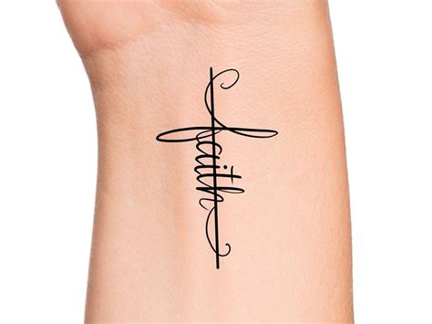 Faith Cross Temporary Tattoo Religious Tattoo Cross Tattoo Etsy