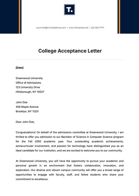 Fake College Acceptance Letter Template Business Fake College Acceptance Letter Template Business
