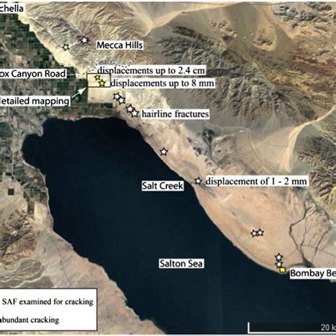 Fault Locations Where Triggered Slip Was Investigated Minor Cracking