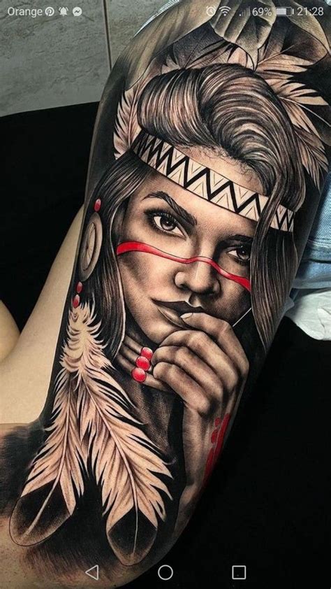 Female Indian With Head Dress Puli Tattoo Pinterest Indianerin