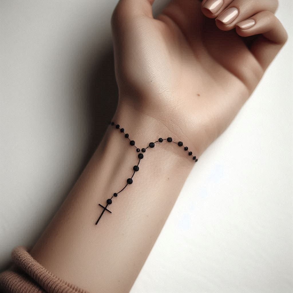 Elegant Female Rosary Tattoo Ideas for Arm Inspiration