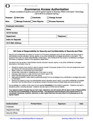 Fillable Online Ba Uoregon Bao Form Template Business Affairs Ba