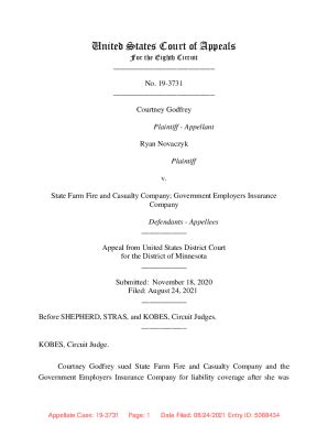 Fillable Online Courtney Godfrey V State Farm Fire And Casualty Et Al