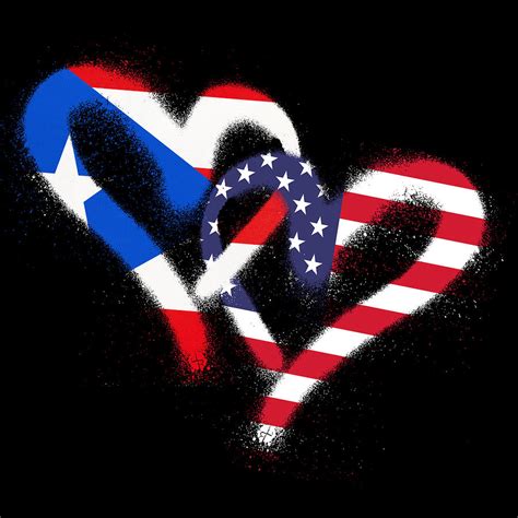 Flag Heart Puerto Rico Usa Puerto Rican Americans Pride Print Painting