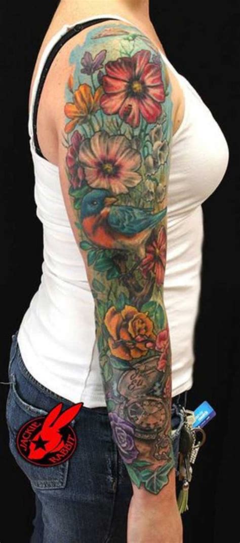 Flower Sleeve Tattoo Ideas for Women