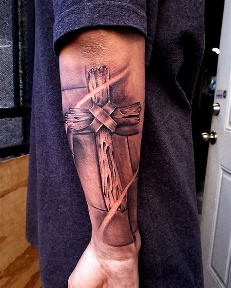 Forearm Cross Tattoos For Men