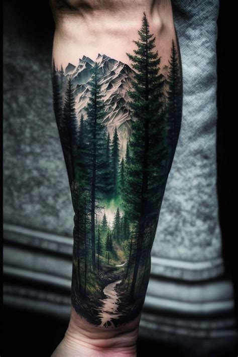 Forest Tattoos Nature Tattoos Forest Mountain Mountain Scene Lion