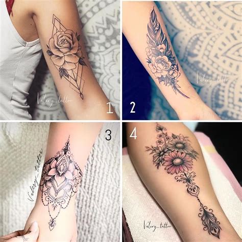 Four Pictures Showing Different Tattoos On The Wrist Arm And Hand With