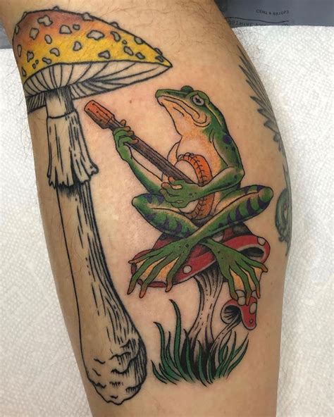 Frog On Mushroom Tattoo: Cute & Whimsical Design Ideas
