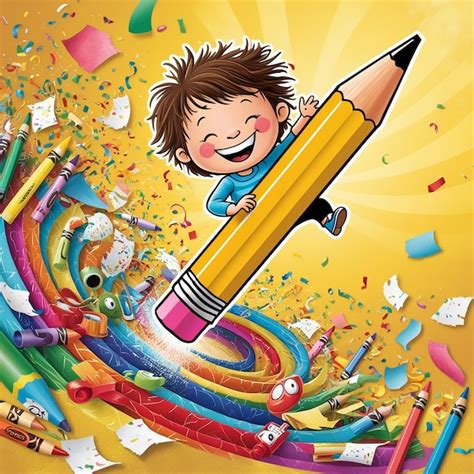 Fun Educational Images With Educational Materials Funny Kid Flying On