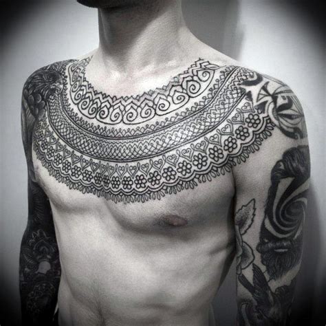 Bold Collar Bone Tattoos for Men: Geometric Designs
