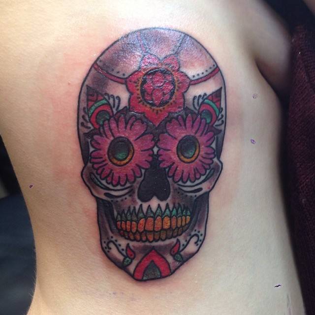 Girly Colorful Sugar Skull Tattoos