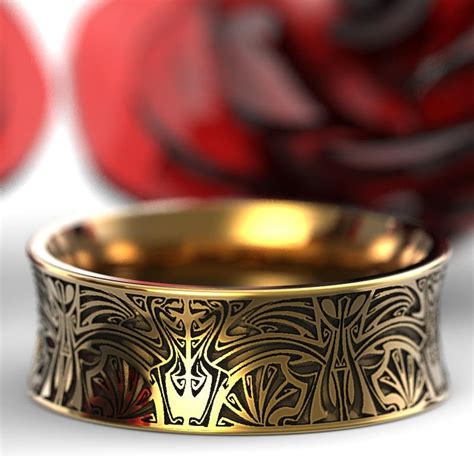 Gold Norse Wedding Ring Tribal Wedding Band Norseman Ring Nordic