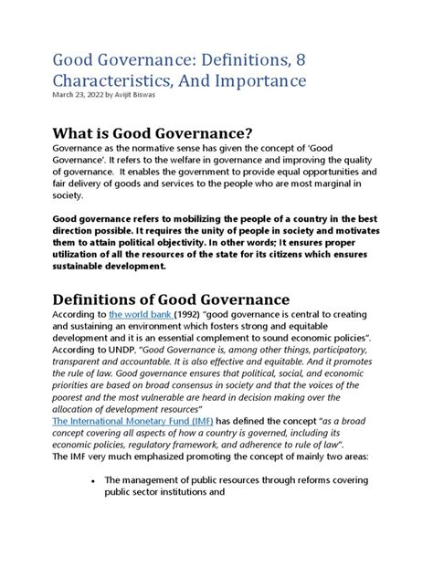 Good Governance Definitions 8 Characteristics And Importance