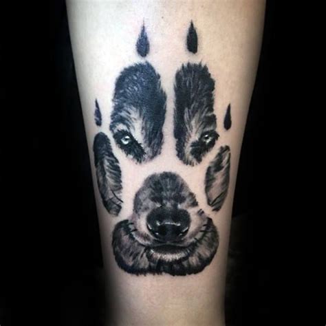 Grey Wolf Paw Print Tattoo