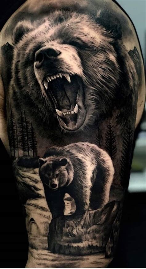 Grizzly Bear Portrait Tattoos