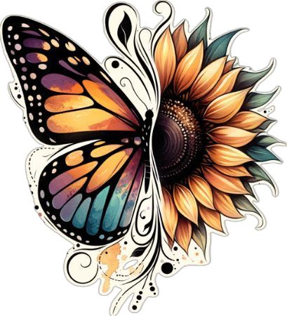 Half Butterfly Half Flower Tattoos Inked Elegance