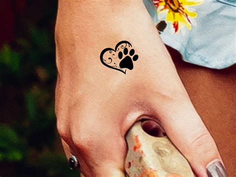Heart Paw Prints Temporary Tattoo Dog Tattoo Pet Tattoo Etsy