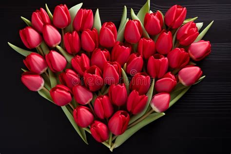 Heart Shaped Arrangement Of Fresh Tulips Stock Image Image Of Bloom