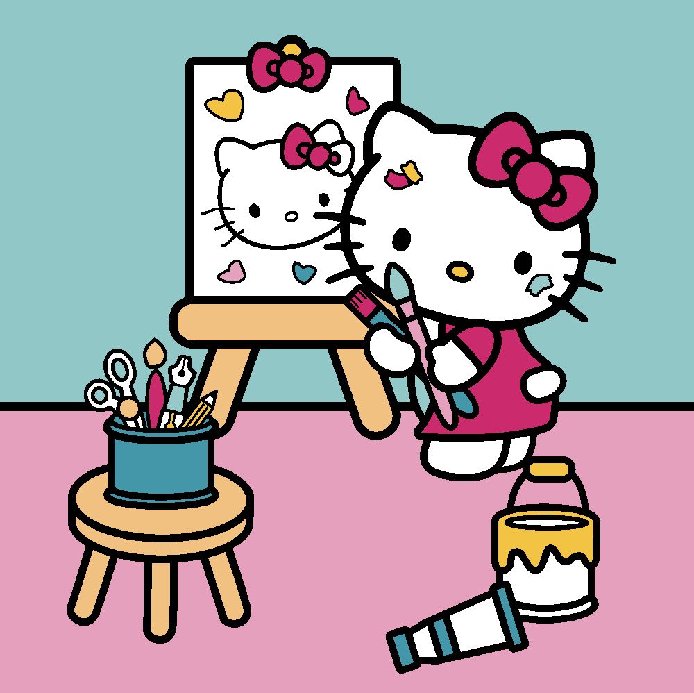 Hello Kitty Painting Sparkly Pink Leopard Print By Paintedbyjenny 75