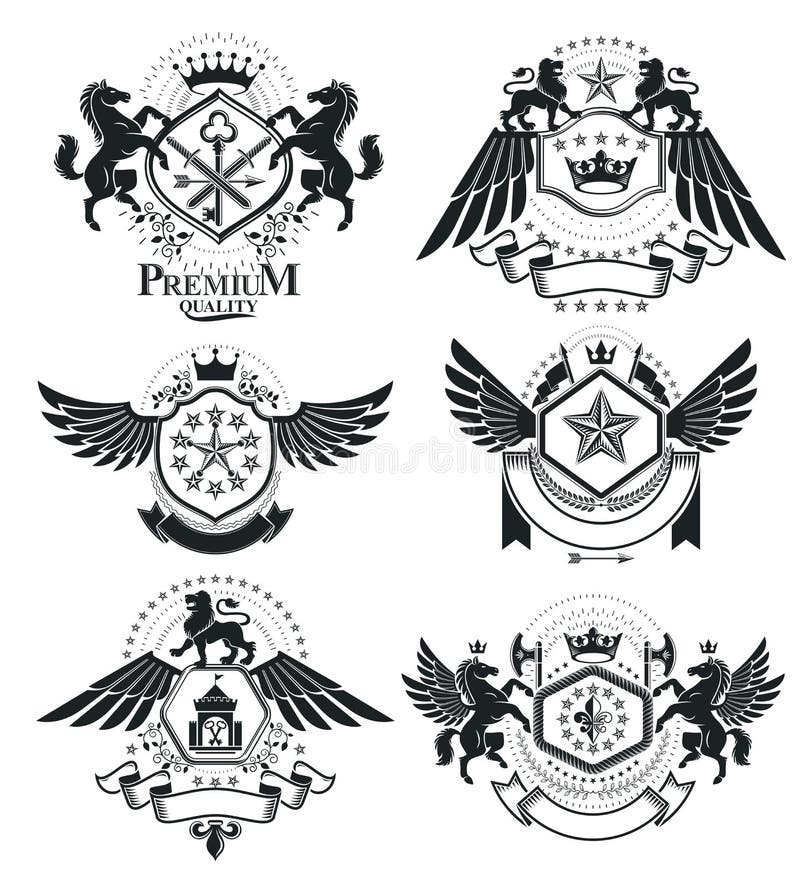 Heraldic Signs Elements Heraldry Emblems Insignias Signs Vectors