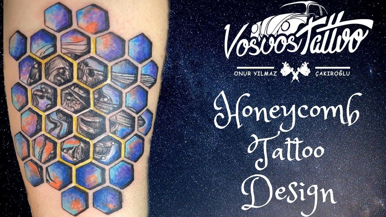 Honeycomb Tattoo Designs by Different Artists