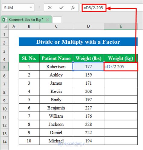 How To Convert Lbs To Kg In Excel 3 Easy Methods Exceldemy